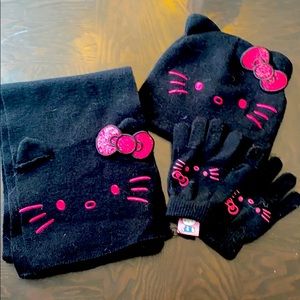 Hello Kitty hat, gloves and scarf